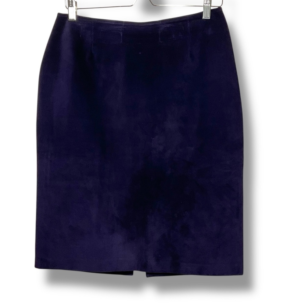 Vintage Danier Skirt Navy Blue Purple Suede Leather Midi‎ Pencil Size Medium